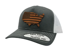 USA Leather Patch Trucker Hat