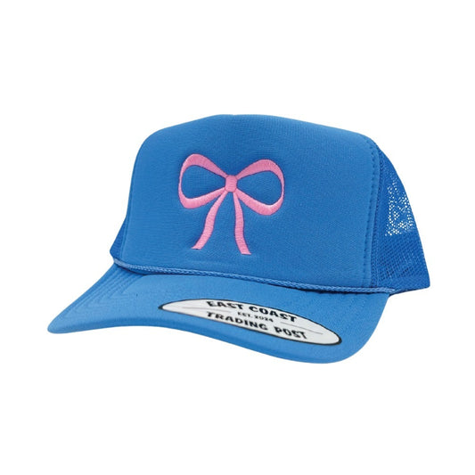 Bow Pink on Blue Foam Trucker Hat