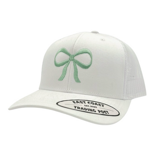 Mint Green Bow White Trucker Hat