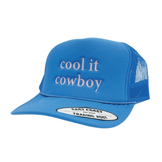 Cool It Cowboy Pink on Blue Foam Trucker Hat