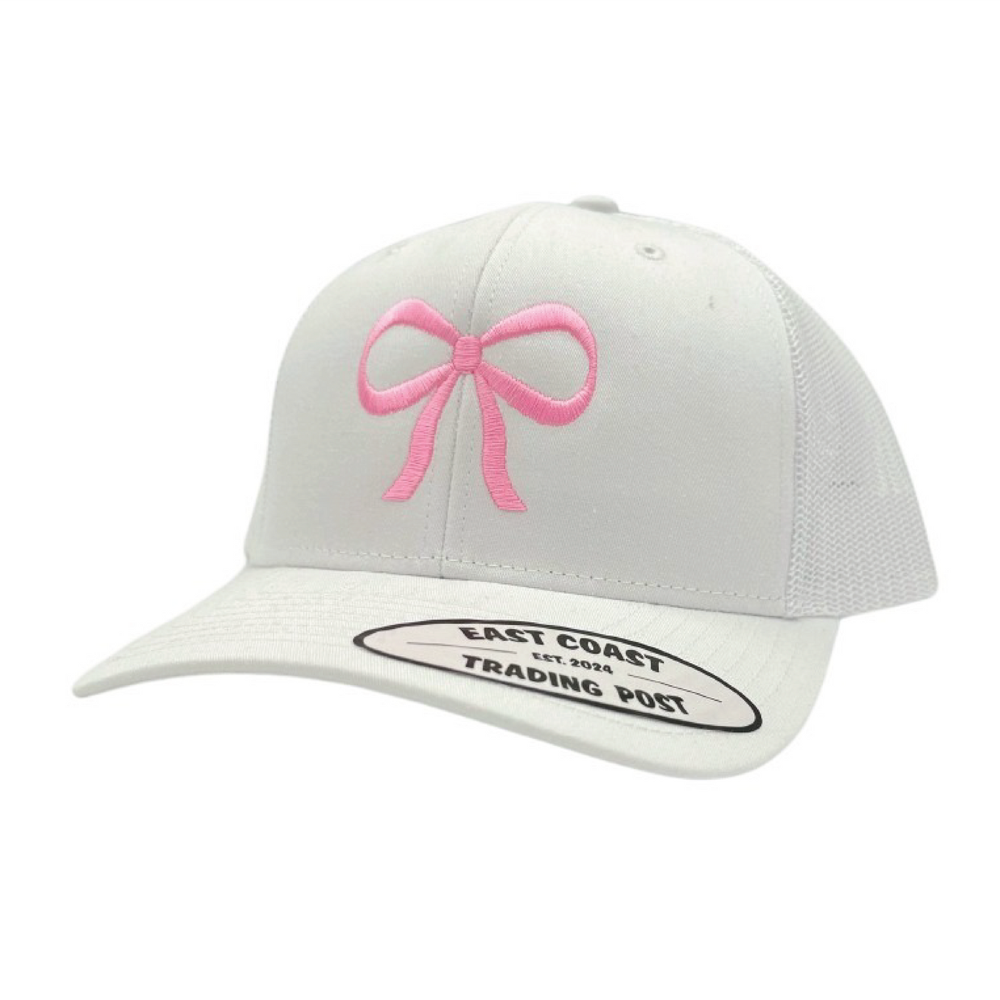 Pink Bow White Trucker Hat