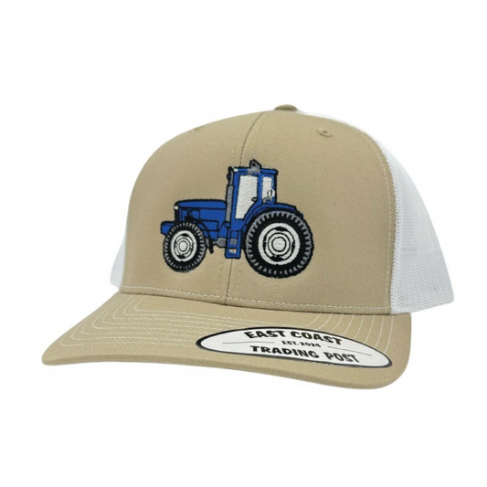 Blue Tractor Khaki/White Trucker Hat