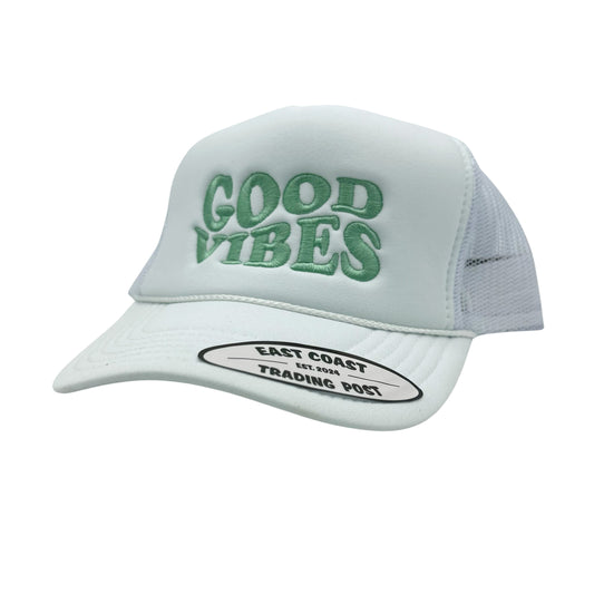 Good Vibes White Foam Trucker Hat