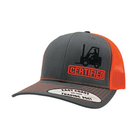 Forklift Certified Charcoal/Neon Orange Trucker Hat