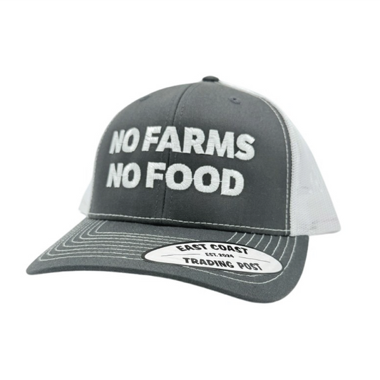 No Farms No Food Charcoal/White Trucker Hat