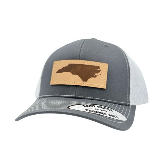 NC Leather Patch Charcoal/White Trucker Hat