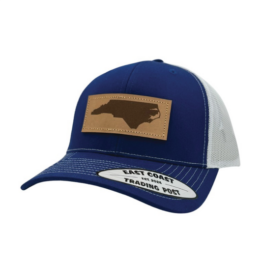 NC Leather Patch Royal/White Trucker Hat