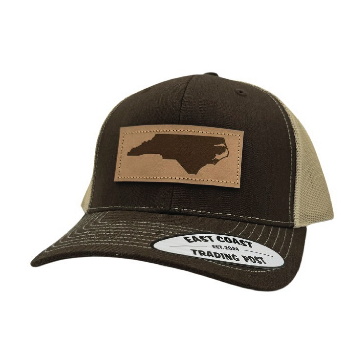 NC Leather Patch Brown/Khaki Trucker Hat