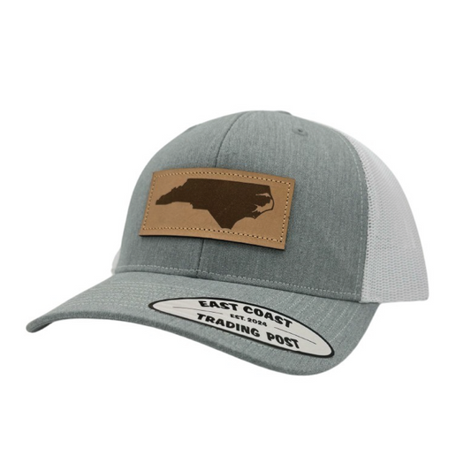 NC Leather Patch Heather Grey/White Trucker Hat