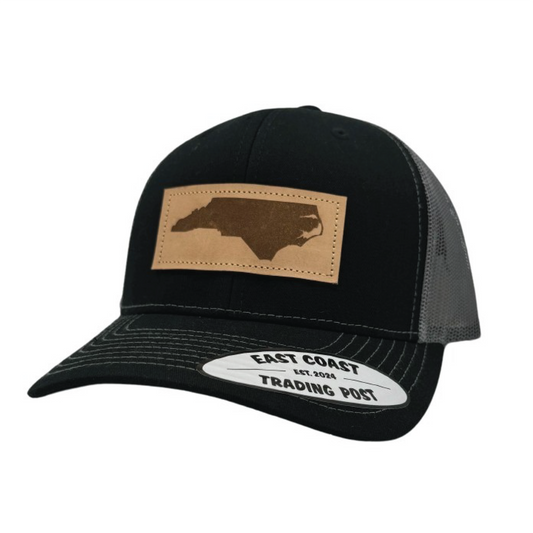 NC Leather Patch Black/Charcoal Trucker Hat