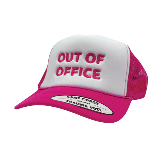 Out of Office White/Pink Foam Trucker Hat