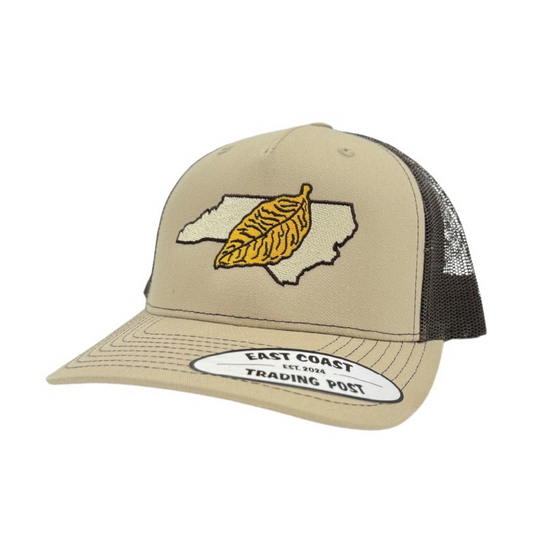 NC Tobacco Leaf Khaki/Coffee Trucker Hat